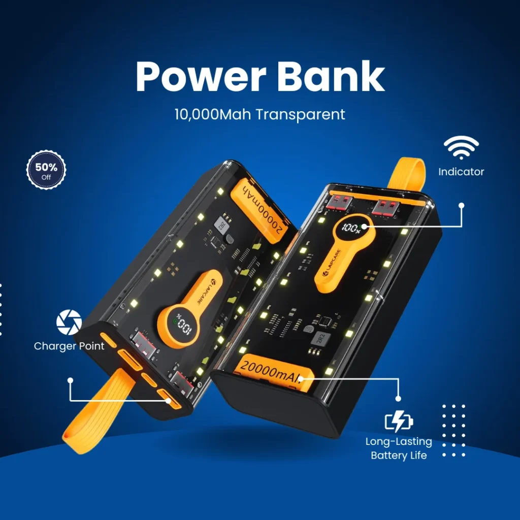 Power Bank 10,000Mah Transparent