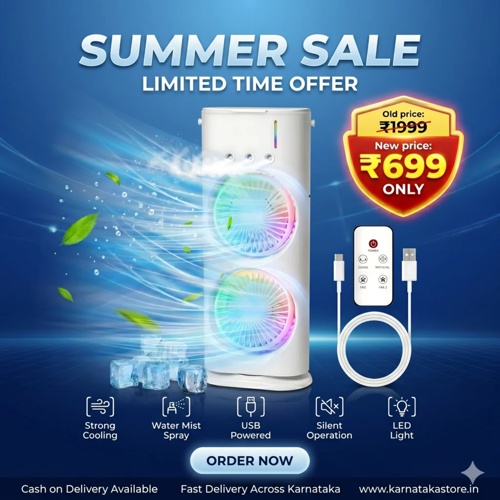 Portable Mini Air Cooler with Mist & LED Light