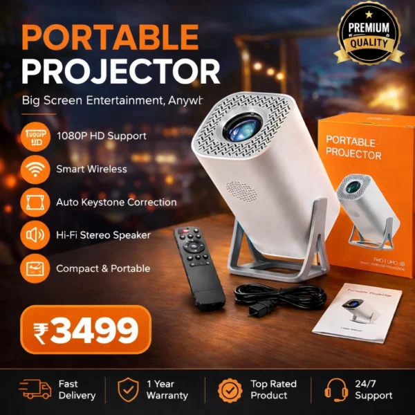 Portable Smart Mini Projector 1080P HD WiFi